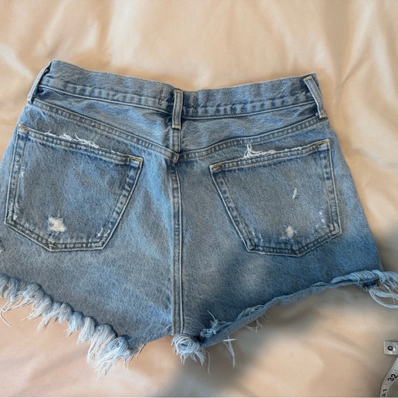 Agolde Light Blue Distressed Denim Jean Shorts - Picture 3 of 7